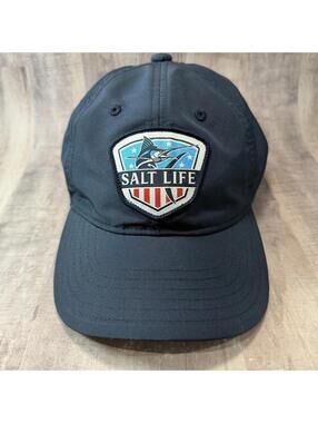 Salt Life Youth Navy Blue Performance Hat Hook & Loop Shield Patch American